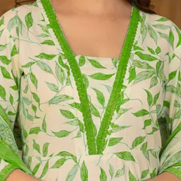 PARTHVI Women Printed Regular Thread Work Kurta with Trousers & With Dupatta image 2