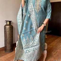 KALINI Women Ethnic Motifs Embroidered Regular Kurta with Trousers & With Dupatta-picture-14