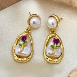 ISHKAARA Stainless Steel Contemporary Drop Earrings-picture-30