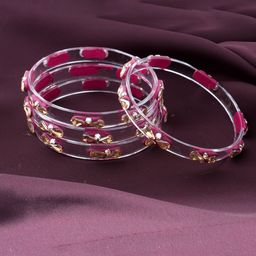 ZULKA Set Of 4 Stone-Studded Glass Bangles-22