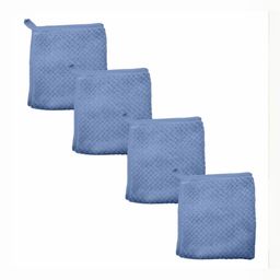 HOUSSE 4-Pcs Blue Textured 350 GSM Face Towels-4