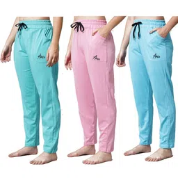 Pack of 3 Women Cotton Regular Fit Pyjama with Side Pockets-image-97