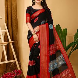 HERE&NOW Zari Silk Cotton Banarasi Saree-image-26