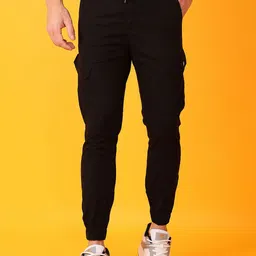 V-Mart Men Solid Mid-Rise Regular-Fit Joggers-image-21