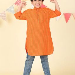 Fabindia Boys Striped Festive Cotton Straight Kurtas-image-73