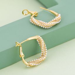 Kushal's Fashion Jewellery Rhodium-Plated Zircon Studded Party Spherical Hoop Earrings-image-81