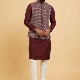 Twamev Men Embroidered Regular Kurta and Churidar with Jacket-picture-7