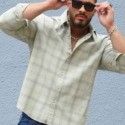 Instafab Plus Comfort Tartan Checked Spread Collar Long Sleeves Cotton Shirt-picture-9
