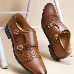 WAVE WALKER Men Textured Formal Monk Shoes-image-29