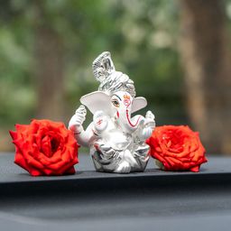 Ekhasa White & Red Lord Ganesh Religious Idol Showpiece-picture-0