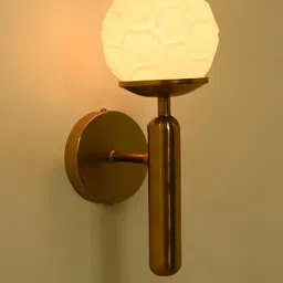 SOMIL White & Gold-Toned Printed Glass Cylinder Shaped Wall Lamp-image-35
