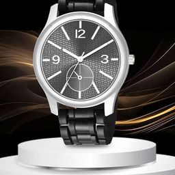 CSAMON Men Round Dial & Bracelet Style Straps Analogue Watch 1017SLV M5 GERY D 801BLK-image-100