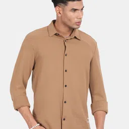 Blu MNKY Men Smart Slim Fit Solid Spread Collar Casual Shirt-image-50