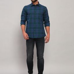 Cantabil Tartan Checked Long Sleeves Cotton Shirt-picture-1