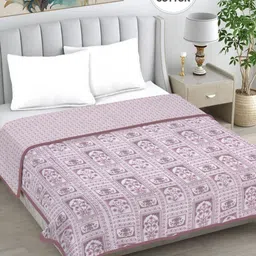Myntra Elegant Homes Pink Floral AC Room 233 GSM Double Bed Dohar-image-20