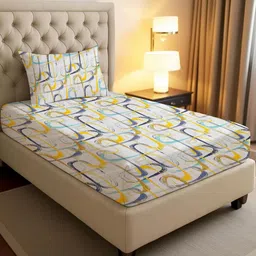 IVAZA Yellow Geometric 140 Polycotton Single-image-61