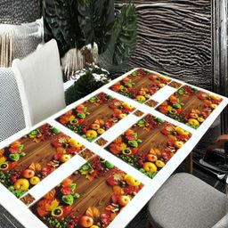 REVEXO 6Pc Brown & Yellow Printed Rectangle Costers & Table Placemats-58