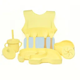The Little Lookers 11-Pcs Yellow Silicone Non Toxic BPA Free Baby Safe Baby Feeding Set-25