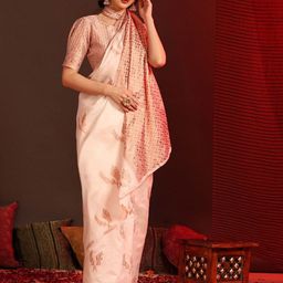Jinal & Jinal Floral Zari Silk Cotton Fusion Saree-image-18
