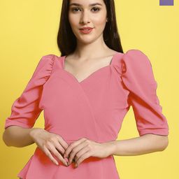 Metronaut Women Pack Of 2 Sweetheart Neck Crop Peplum Top-image-93