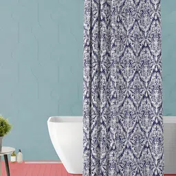 ArtzFolio Blue and White Printed Waterproof Polyester Shower Curtain-9