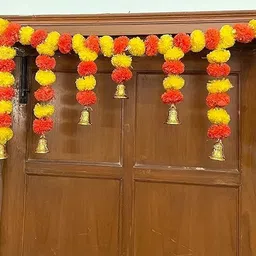 RR Crafts Orange - Colored & Yellow Artificial Marigold Garlands Festive Decor-image-60