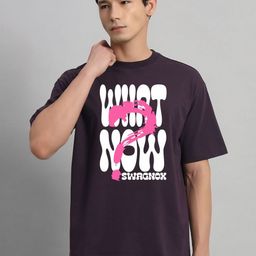 SWAGNOX Men Typography Printed Drop-Shoulder Sleeves Applique T-shirt-image-76