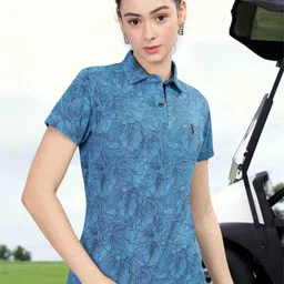 STELLERS Women Printed Polo Collar T-shirt-image-82