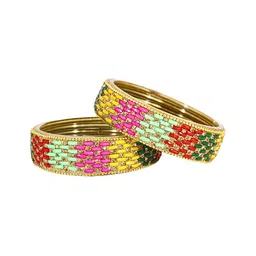 ZULKA Set of 2 Glass Beaded Kada Bangles-21