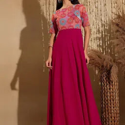 Miss Chase Floral Printed Fit & Flared Maxi Dress-image-55