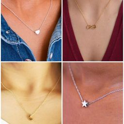 DressBerry Set Of 4 Stainless Steel Gold-Plated Minimal Necklaces-image-1