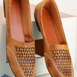 KRITARTH Men Ethnic Motif Water Repellent Leather Mojaris-image-80