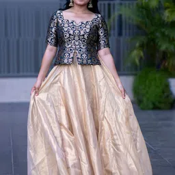 I LOVE SAREES Banarasi Organza Zari Ready To Wear Lehenga & Blouse-image-81