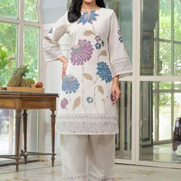 AUTUMN LANE Women Floral Printed Regular Pure Cotton Kurta with Trousers-26