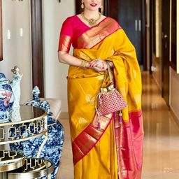 VILLE FASHION Ethnic Motifs Woven Design Zari Kanjeevaram Saree-image-99