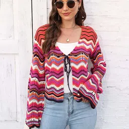 StyleCast x Revolte Women Printed Tie-Up Shrug-14