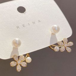 PolluxCraft Gold-Plated Zircon Floral Studs-image-97