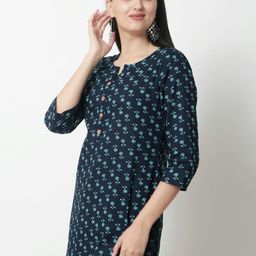 HERE&NOW Women Ethnic Motifs Printed Pure Cotton Straight Kurti-image-19