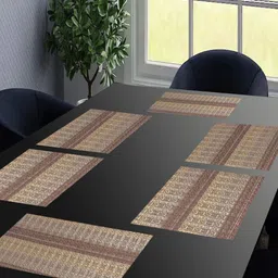 LooMantha 6-Pcs Brown & Cream Colored Waterproof Table Placemats-28