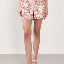 Vero Moda CO-CRIMO Women Embroidered High-Rise Cotton Shorts-image-23