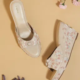 V-WALK Women Embellished Party Platform Sandals-10