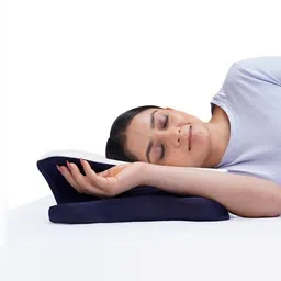FRIDO Cervical Blue Memory Foam Filled Faux Velvet Breathable Sleep Pillow-20