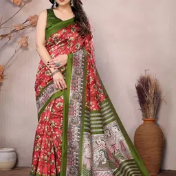 Lookmark Floral Art Silk Bhagalpuri Saree-picture-14