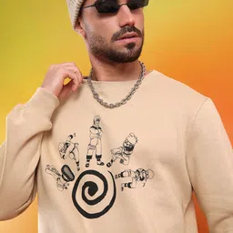 WROGN Men Graphic Printed Round Neck Cotton Pullover Sweatshirt-image-45