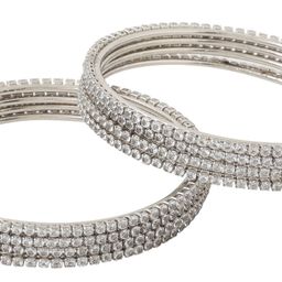 Anouk Women Set of 8 American Diamond Silver Plated Bangles image 3