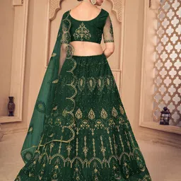 KALINI Embroidered Thread Work Semi-Stitched Lehenga & Unstitched Blouse With Dupatta image 5