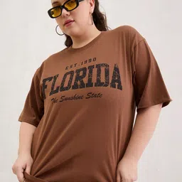 SASSAFRAS Curve Women Typography Printed Cotton T-shirt-image-64