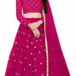 F Plus Fashion Girls Pink Net Semi-Stitched Lehenga Choli-image-62