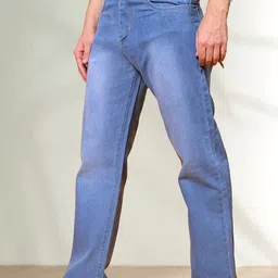 LINARIA Men Classic Relaxed Fit Low Distress Light Fade Jeans-picture-2