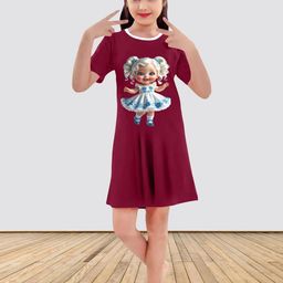 MGRS Girls Maroon Cotton Printed Tshirts-picture-21